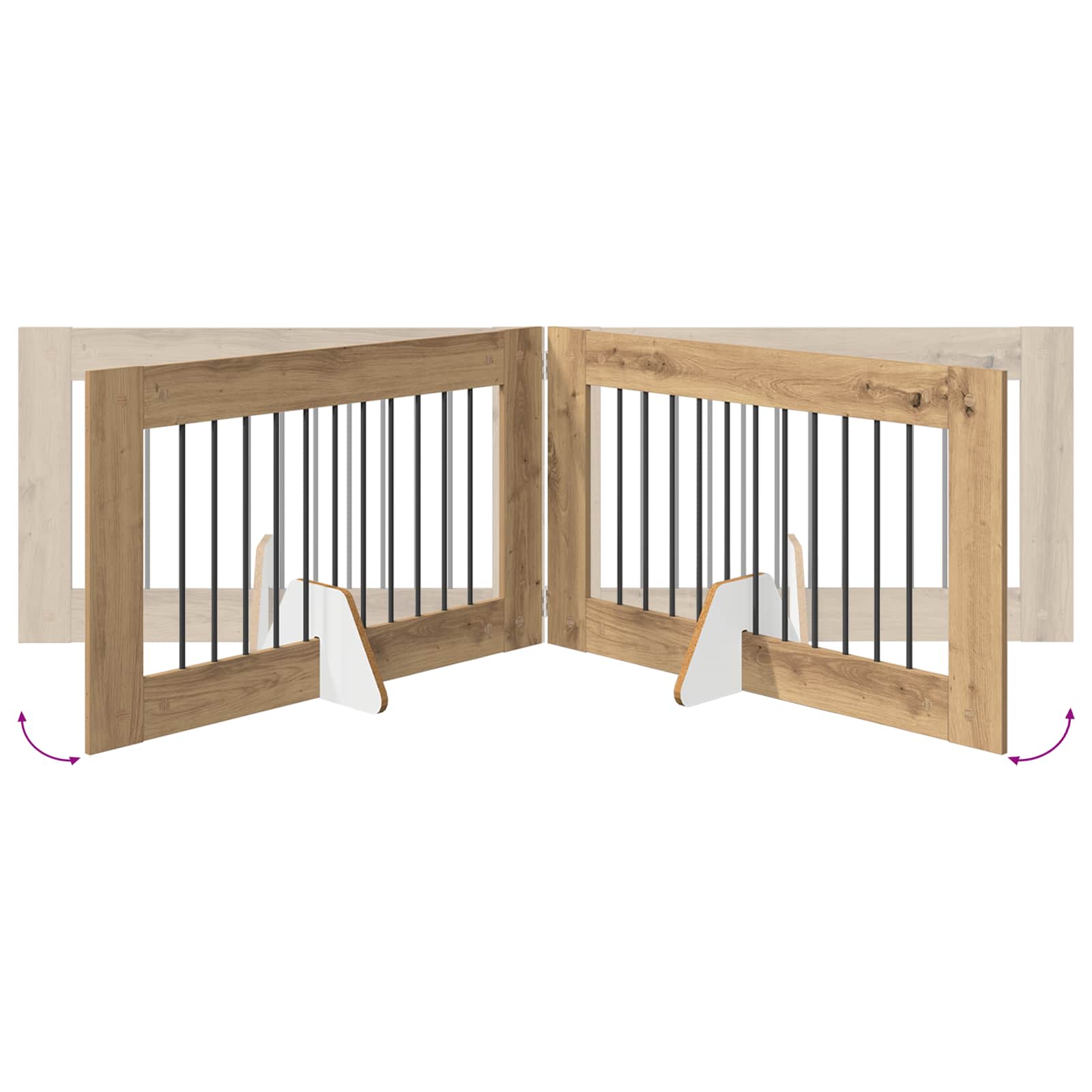 Πύλη Σκύλου με Στηρίγματα 6 pcs Artisan Δρυς 100 x 60 cm - Pakobazaar
