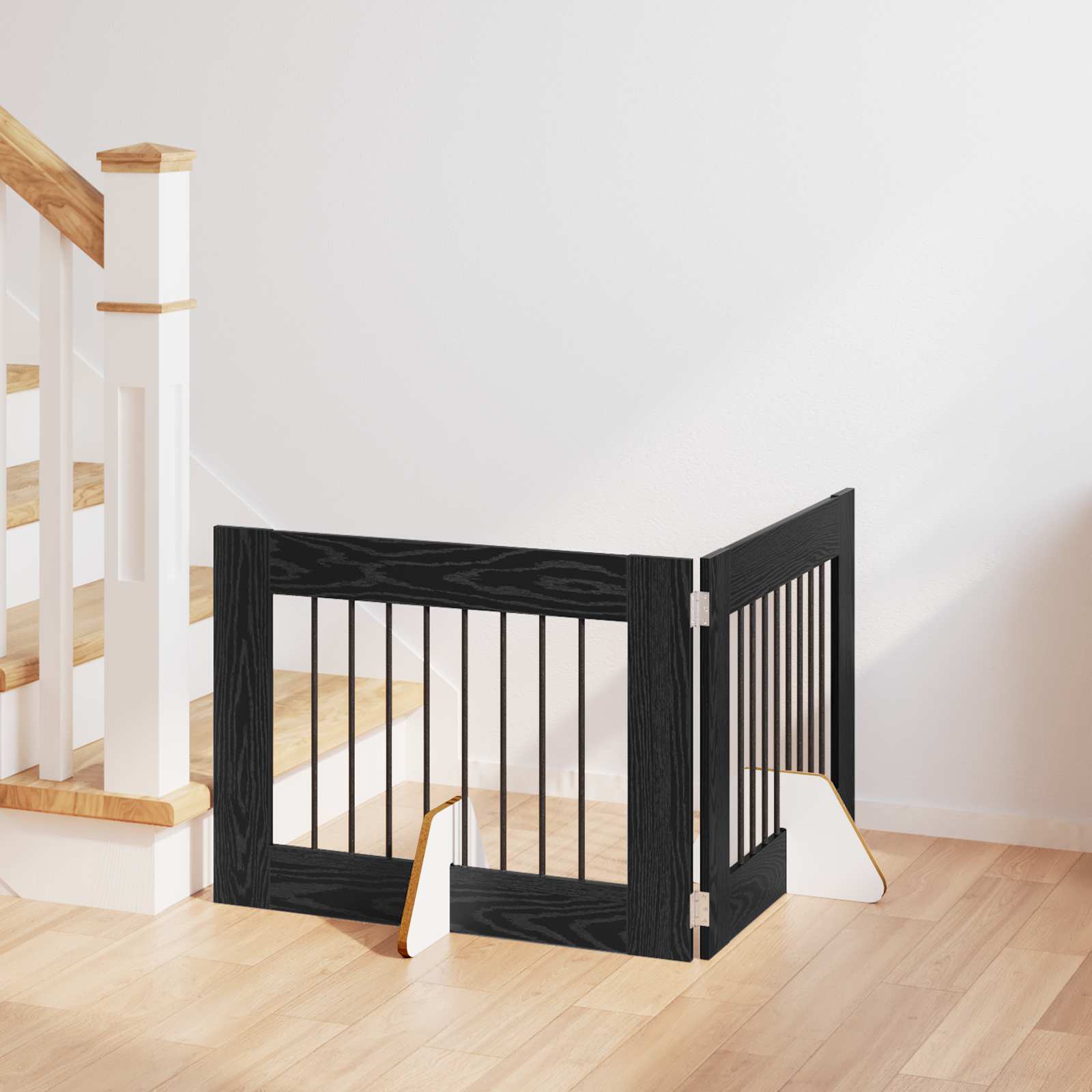Πύλη Σκύλου με Στηρίγματα 2 pcs Μαύρη Δρυς 80 x 60 cm - Pakobazaar