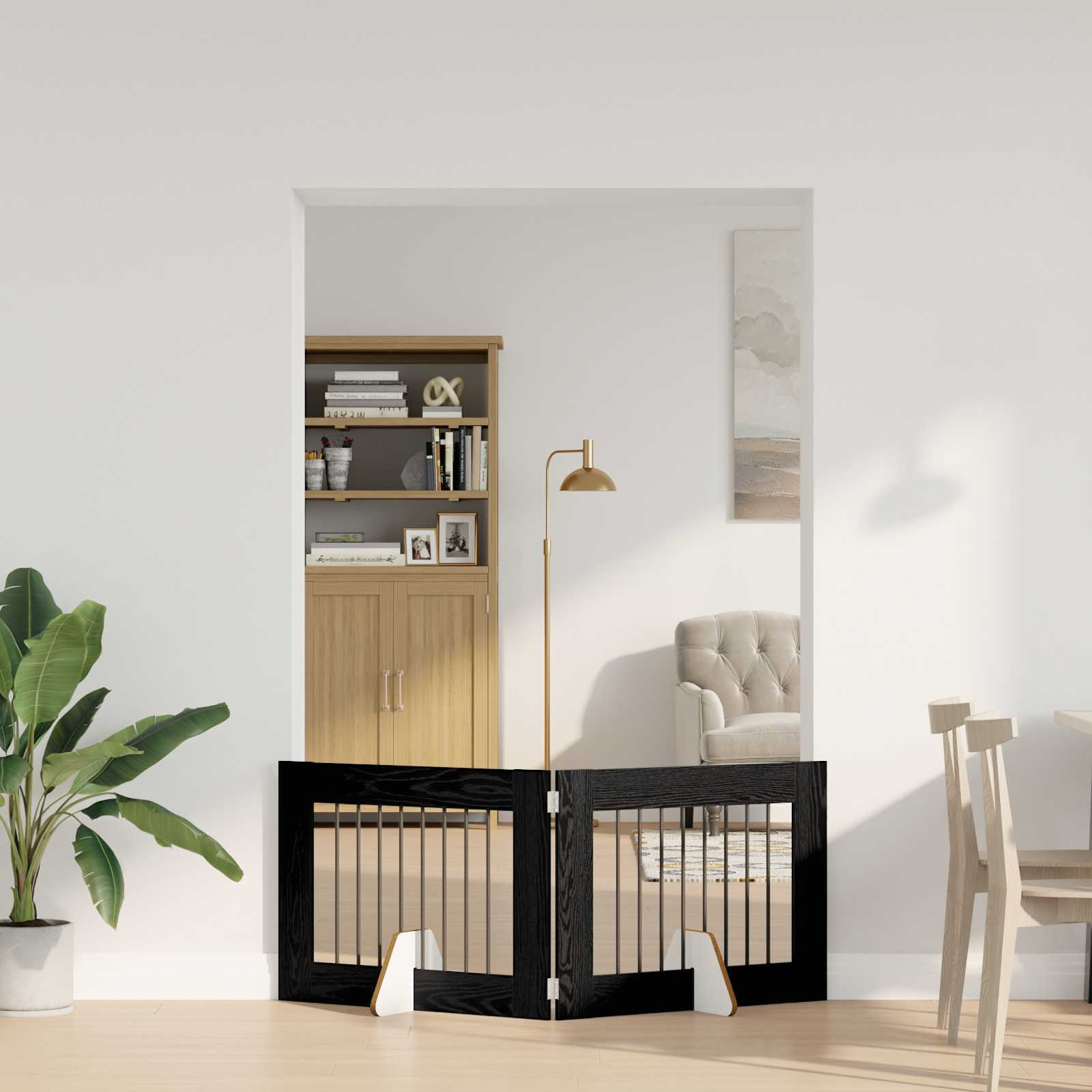 Πύλη Σκύλου με Στηρίγματα 2 pcs Μαύρη Δρυς 80 x 60 cm - Pakobazaar