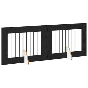 Πύλη Σκύλου με Στηρίγματα 2 pcs Μαύρη Δρυς 80 x 60 cm - Pakobazaar