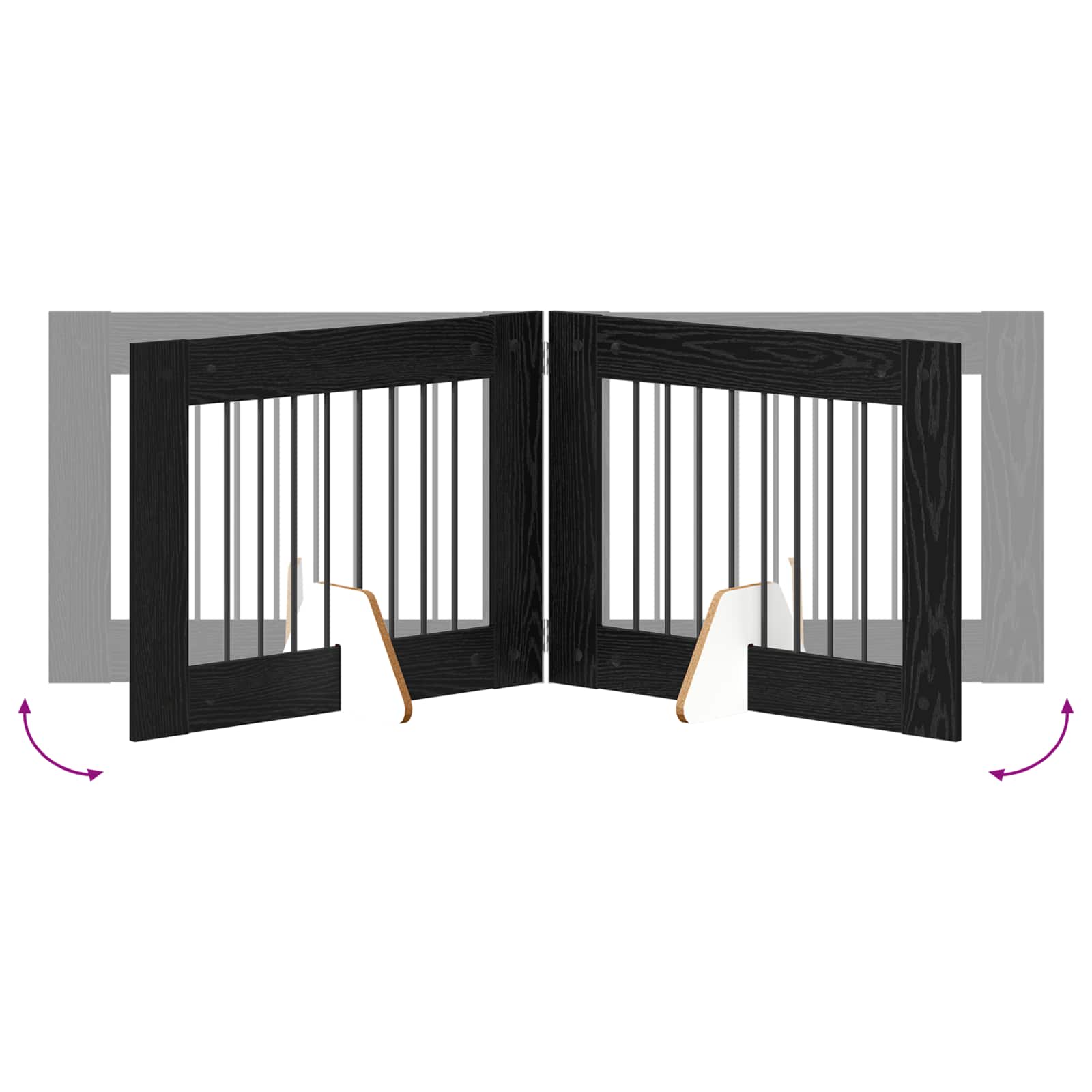 Πύλη Σκύλου με Στηρίγματα 2 pcs Μαύρη Δρυς 80 x 60 cm - Pakobazaar