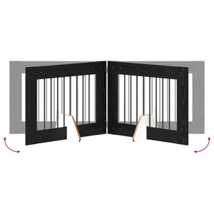 Πύλη Σκύλου με Στηρίγματα 2 pcs Μαύρη Δρυς 80 x 60 cm - Pakobazaar