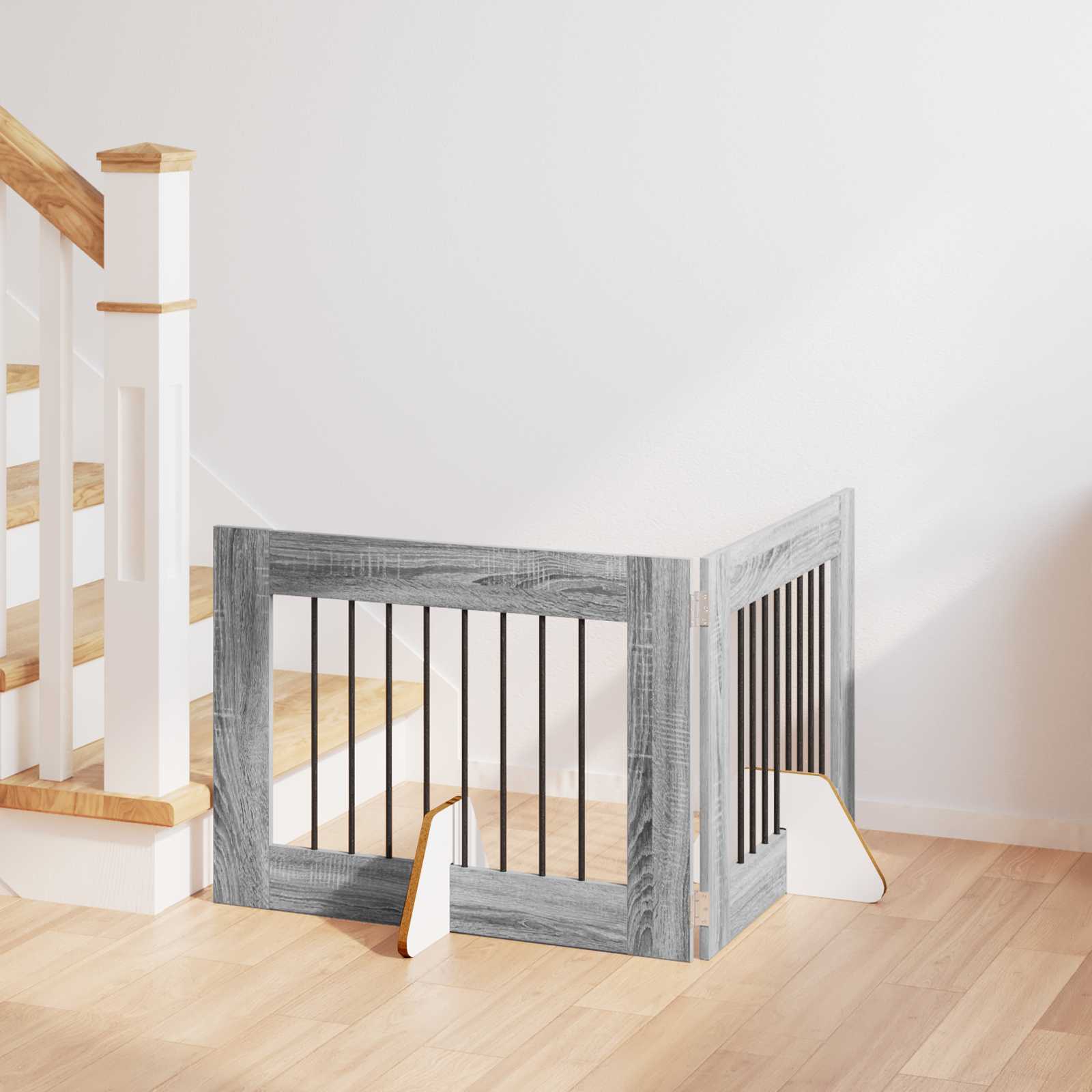Πύλη Σκύλου με Στηρίγματα 2 pcs Γκρι Sonoma 80 x 60 cm - Pakobazaar