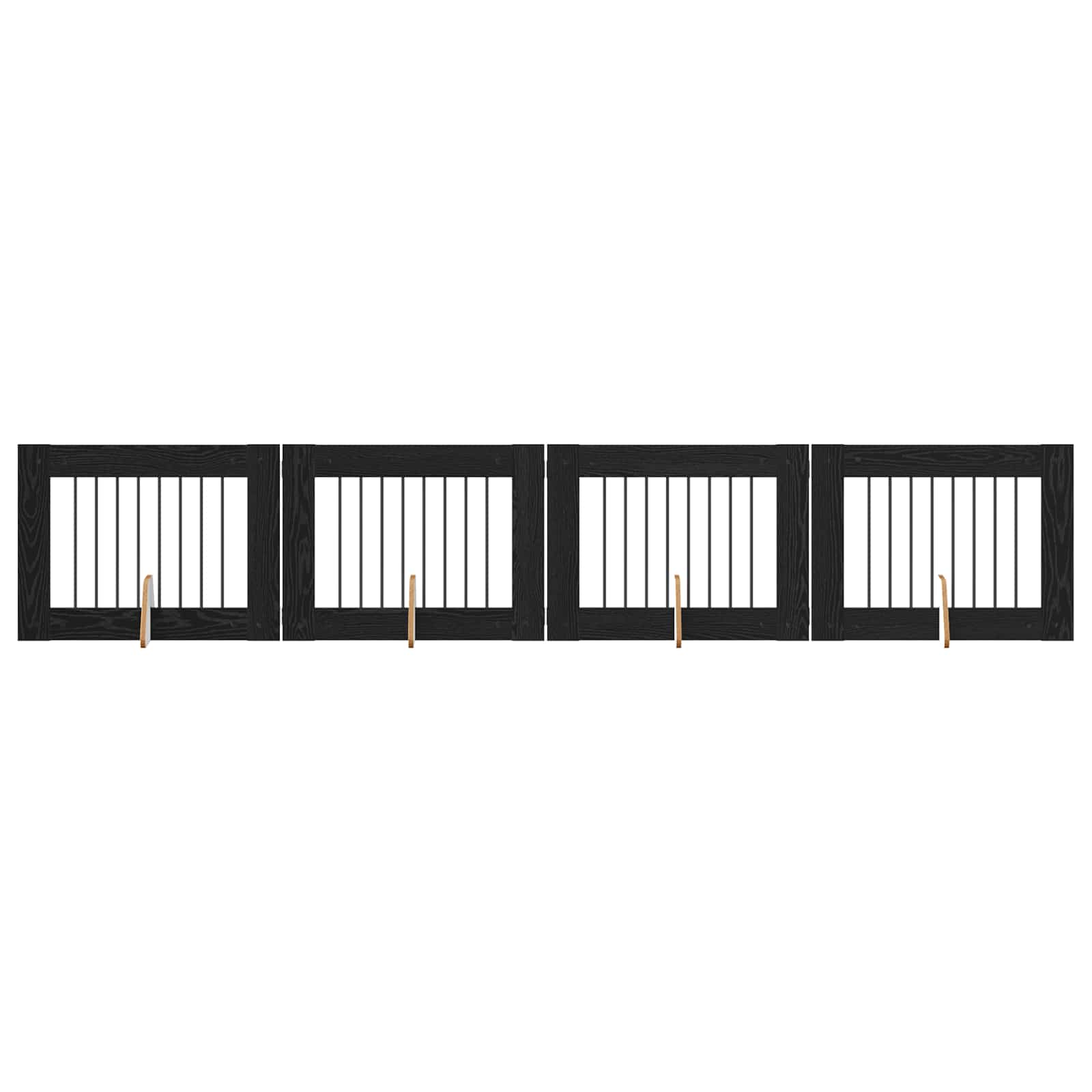 Πύλη Σκύλου με Στηρίγματα 4 pcs Μαύρη Δρυς 80 x 60 cm - Pakobazaar