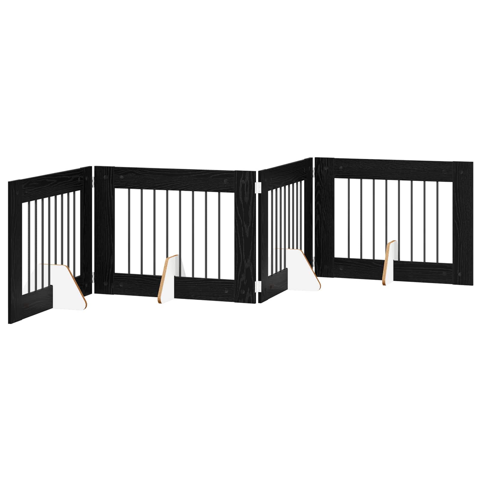 Πύλη Σκύλου με Στηρίγματα 4 pcs Μαύρη Δρυς 80 x 60 cm - Pakobazaar