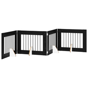 Πύλη Σκύλου με Στηρίγματα 4 pcs Μαύρη Δρυς 80 x 60 cm - Pakobazaar