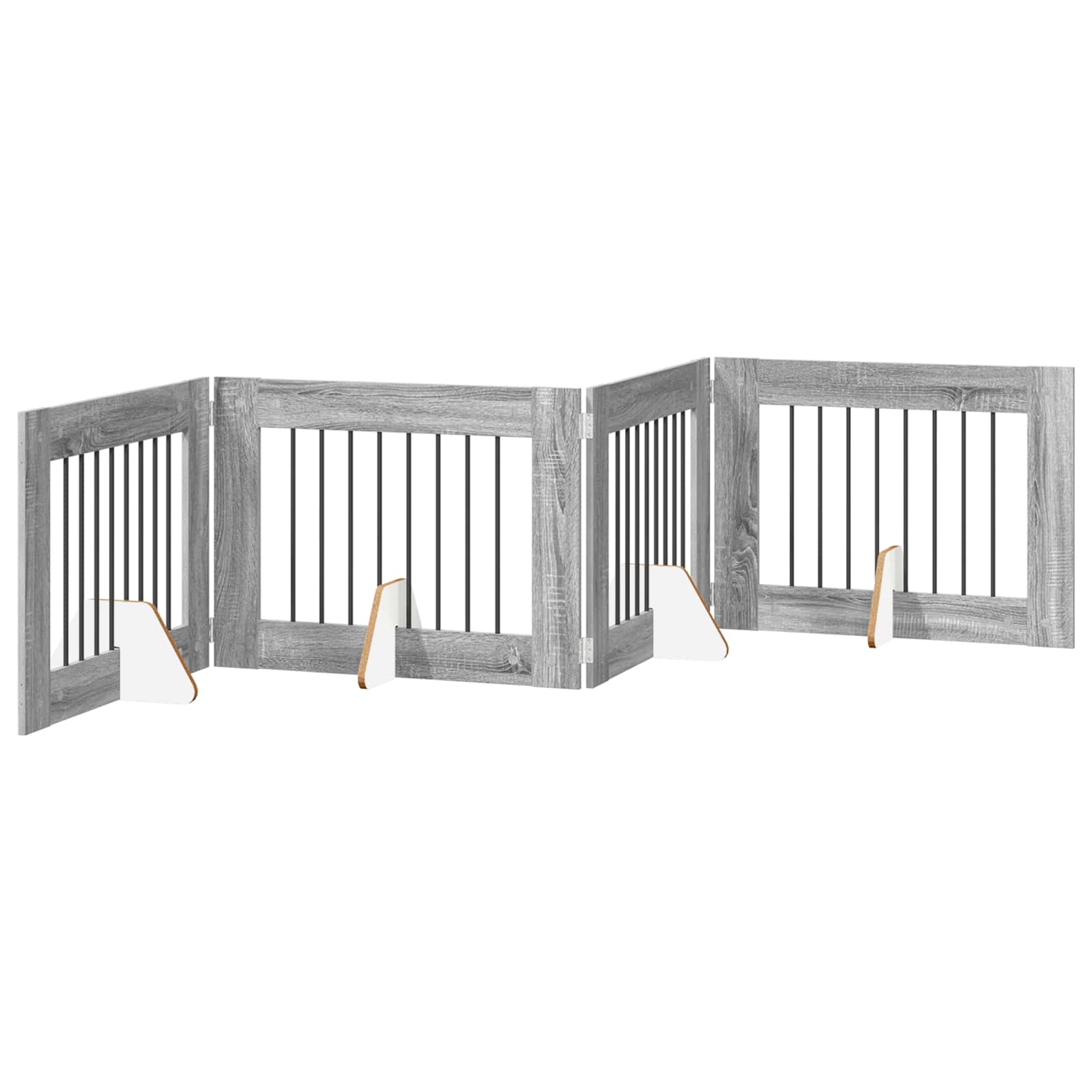 Πύλη Σκύλου με Στηρίγματα 4 pcs Γκρι Sonoma 80 x 60 cm - Pakobazaar