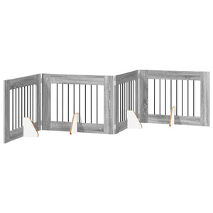Πύλη Σκύλου με Στηρίγματα 4 pcs Γκρι Sonoma 80 x 60 cm - Pakobazaar