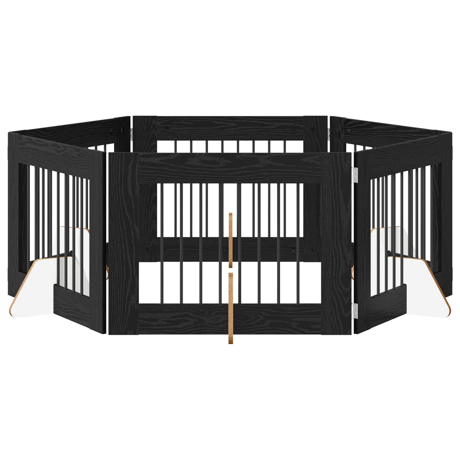 Πύλη Σκύλου με Στηρίγματα 6 pcs Μαύρη Δρυς 80 x 60 cm - Pakobazaar