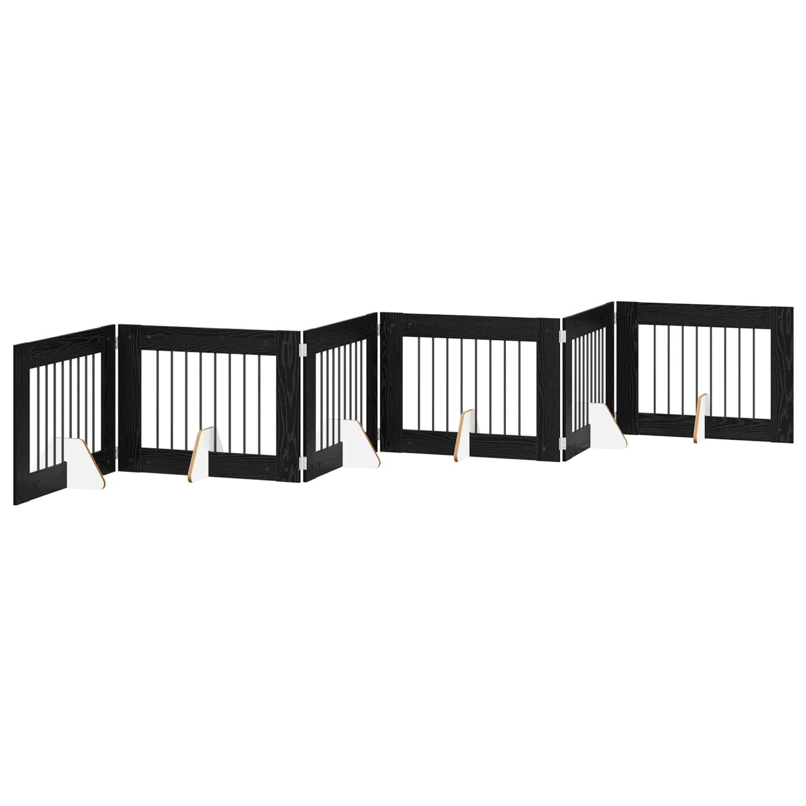 Πύλη Σκύλου με Στηρίγματα 6 pcs Μαύρη Δρυς 80 x 60 cm - Pakobazaar