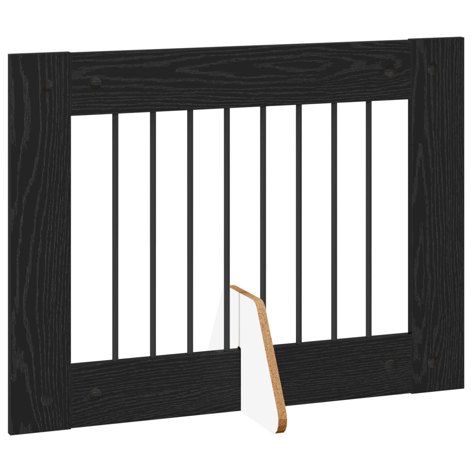 Πύλη Σκύλου με Στηρίγματα 6 pcs Μαύρη Δρυς 80 x 60 cm - Pakobazaar