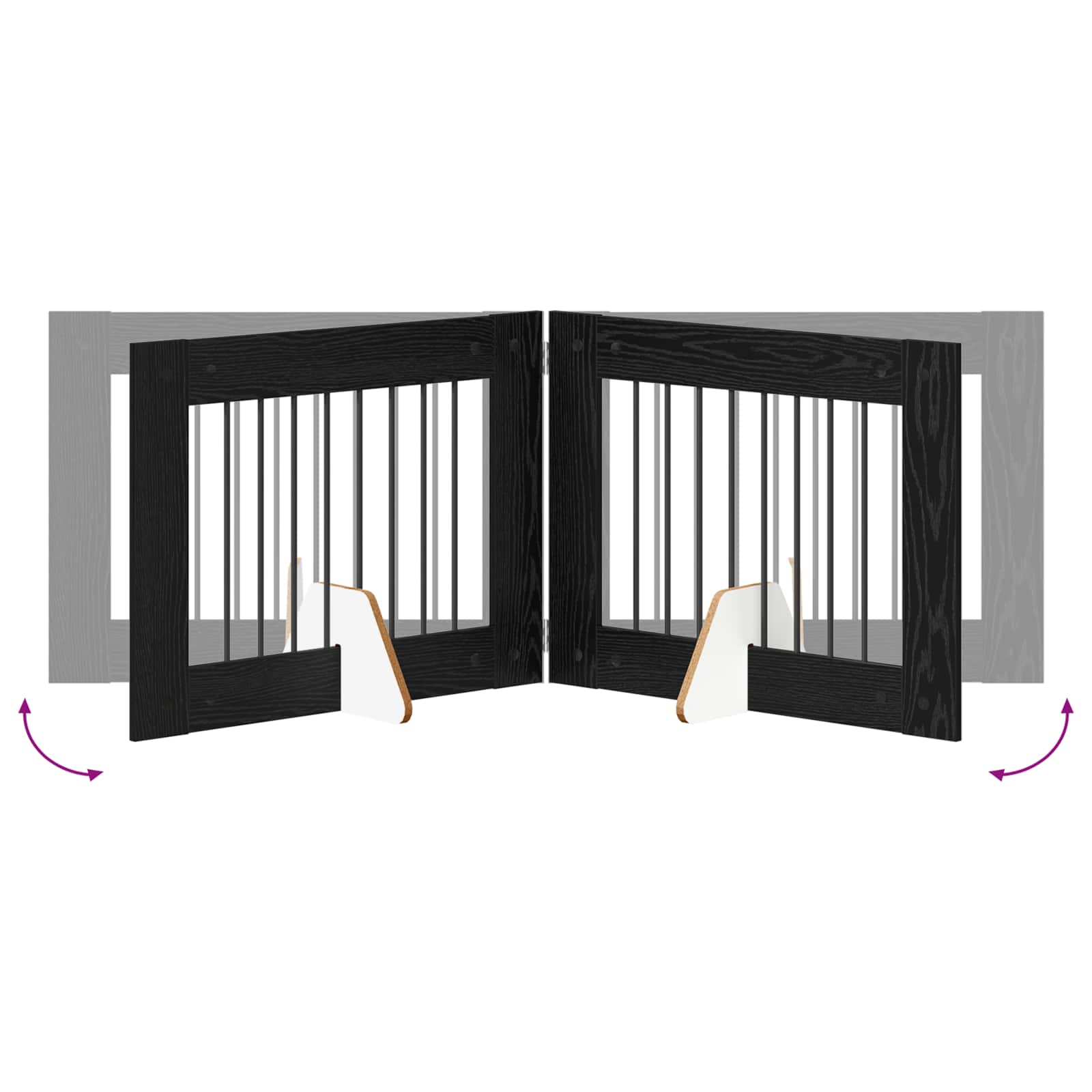 Πύλη Σκύλου με Στηρίγματα 6 pcs Μαύρη Δρυς 80 x 60 cm - Pakobazaar