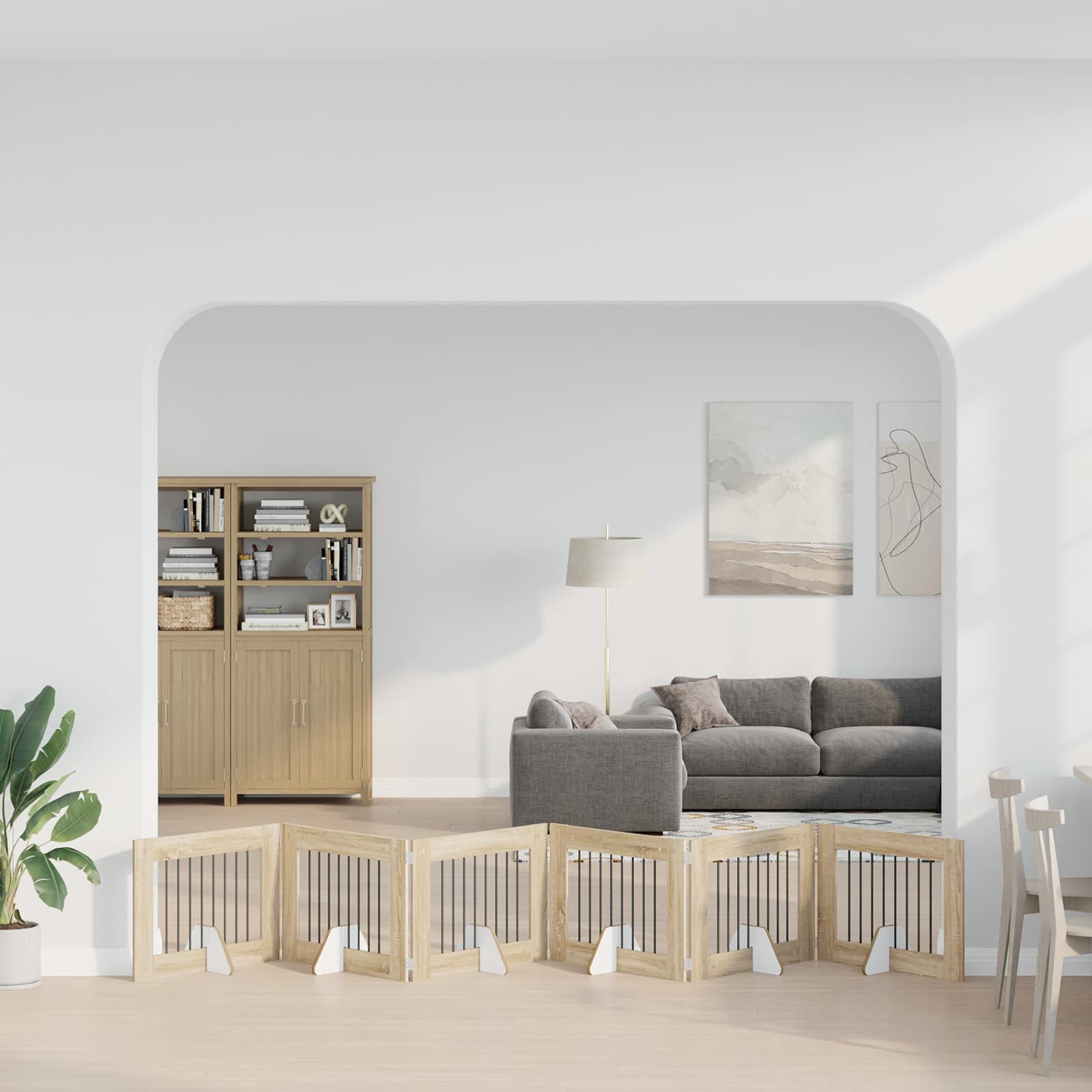 Πύλη Σκύλου με Στηρίγματα 6 pcs Sonoma Δρυς 80 x 60 cm - Pakobazaar