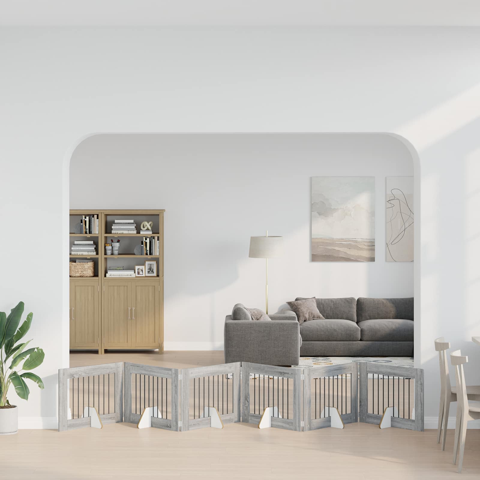 Πύλη Σκύλου με Στηρίγματα 6 pcs Γκρι Sonoma 80 x 60 cm - Pakobazaar