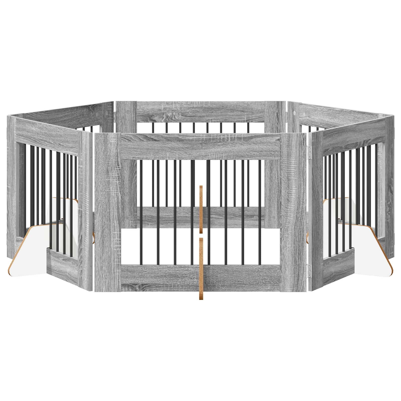 Πύλη Σκύλου με Στηρίγματα 6 pcs Γκρι Sonoma 80 x 60 cm - Pakobazaar