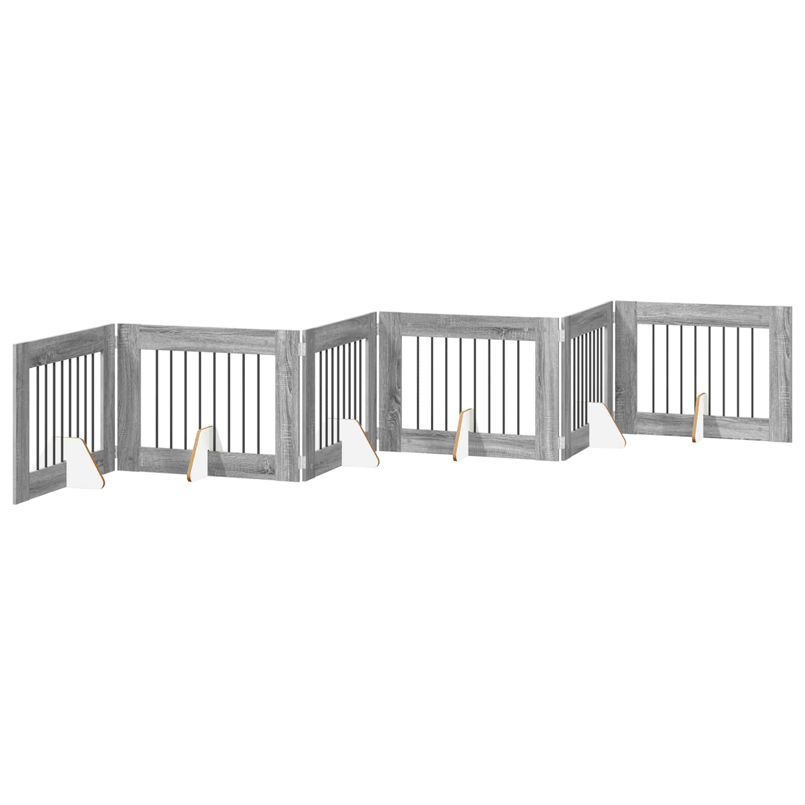 Πύλη Σκύλου με Στηρίγματα 6 pcs Γκρι Sonoma 80 x 60 cm - Pakobazaar