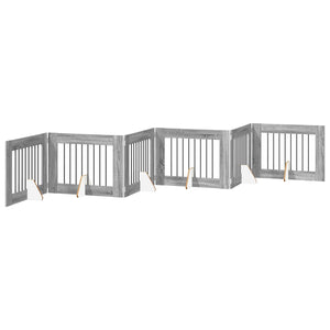 Πύλη Σκύλου με Στηρίγματα 6 pcs Γκρι Sonoma 80 x 60 cm - Pakobazaar