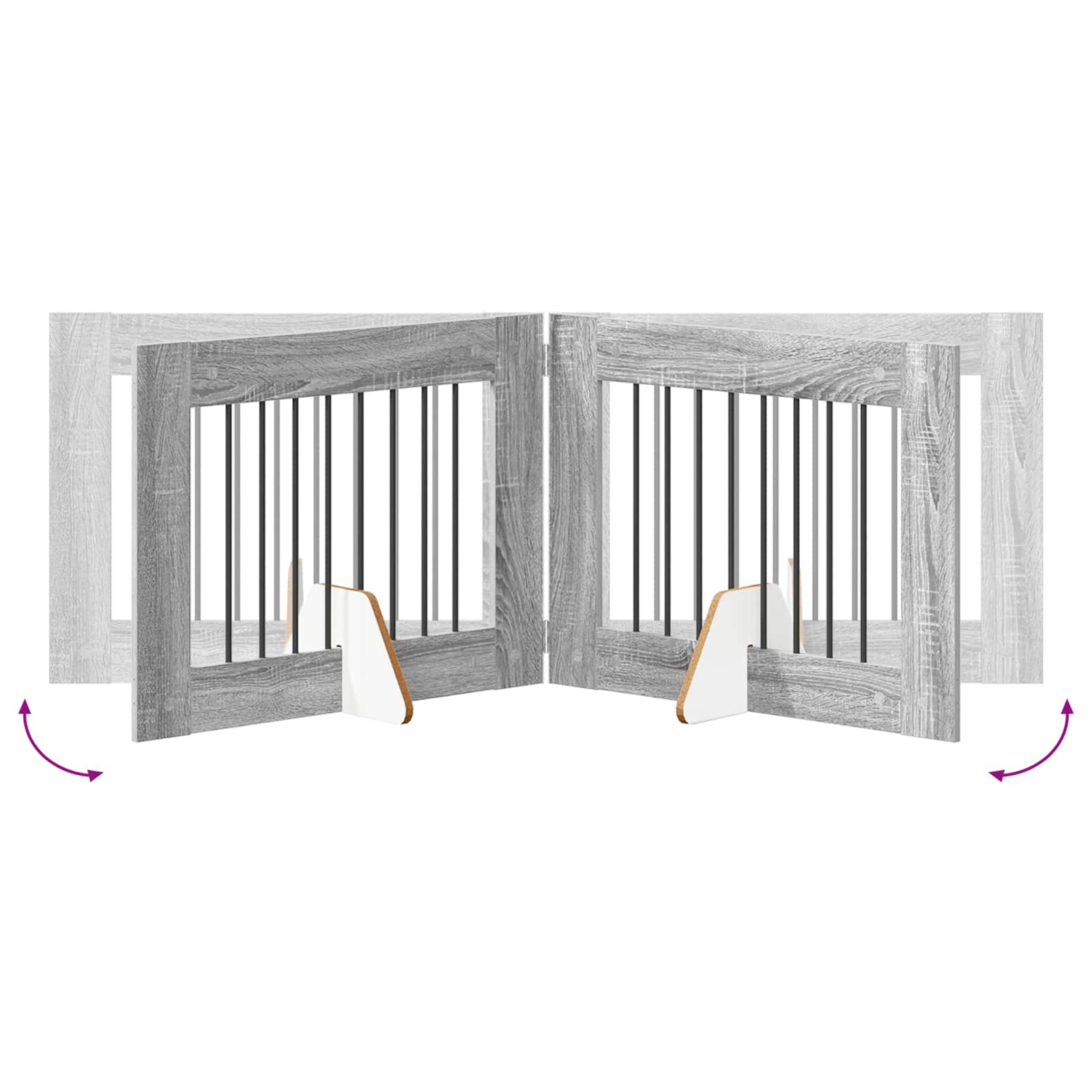 Πύλη Σκύλου με Στηρίγματα 6 pcs Γκρι Sonoma 80 x 60 cm - Pakobazaar