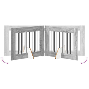 Πύλη Σκύλου με Στηρίγματα 6 pcs Γκρι Sonoma 80 x 60 cm - Pakobazaar