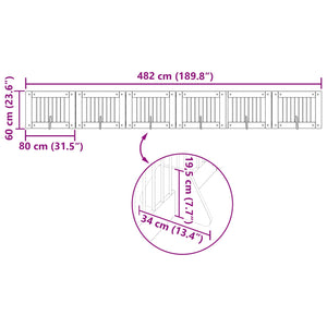 Πύλη Σκύλου με Στηρίγματα 6 pcs Γκρι Sonoma 80 x 60 cm - Pakobazaar