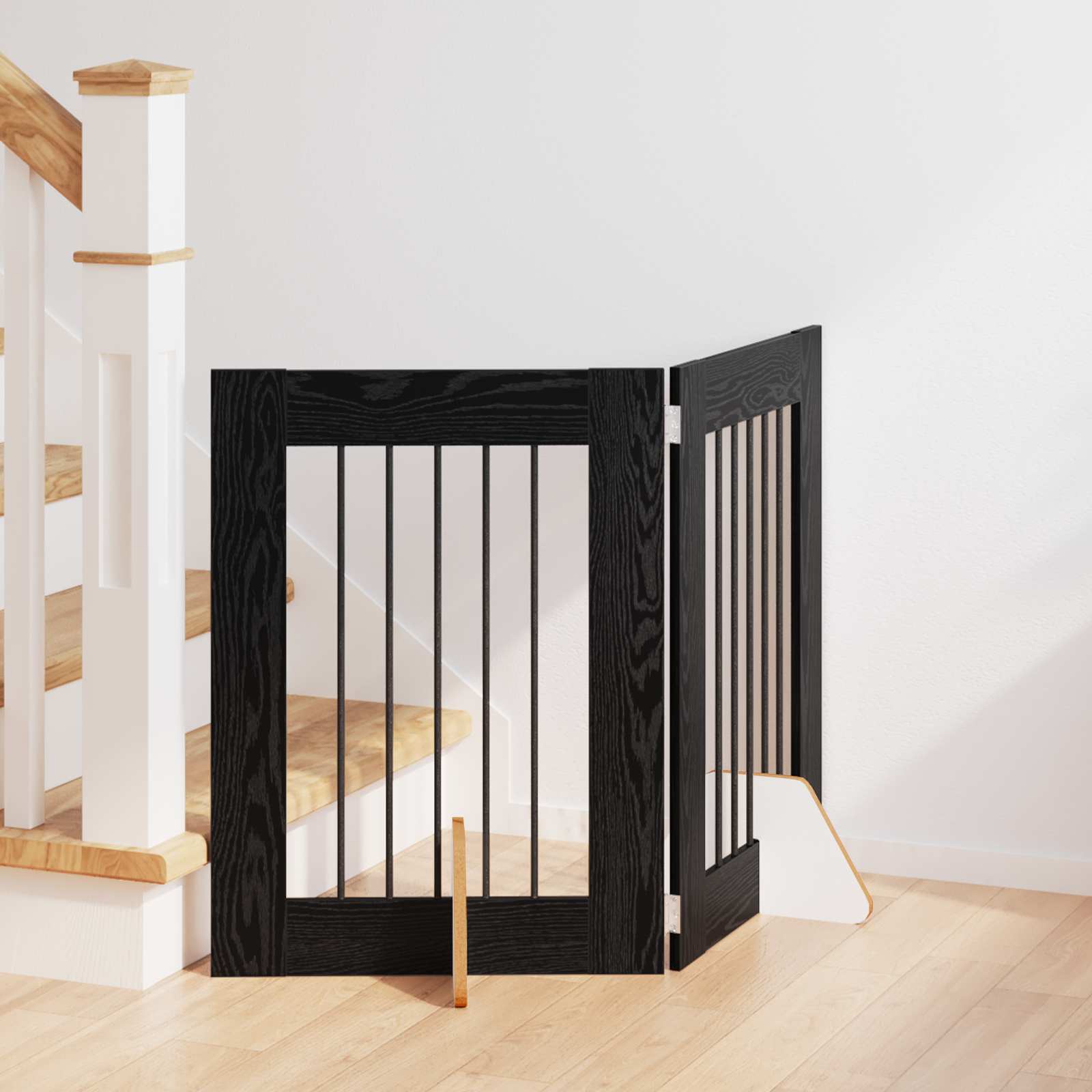 Πύλη Σκύλου με Στηρίγματα 2 pcs Μαύρη Δρυς 60 x 60 cm - Pakobazaar