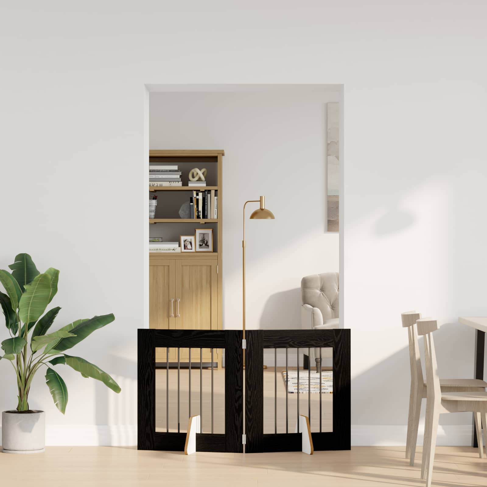 Πύλη Σκύλου με Στηρίγματα 2 pcs Μαύρη Δρυς 60 x 60 cm - Pakobazaar