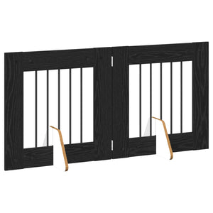 Πύλη Σκύλου με Στηρίγματα 2 pcs Μαύρη Δρυς 60 x 60 cm - Pakobazaar