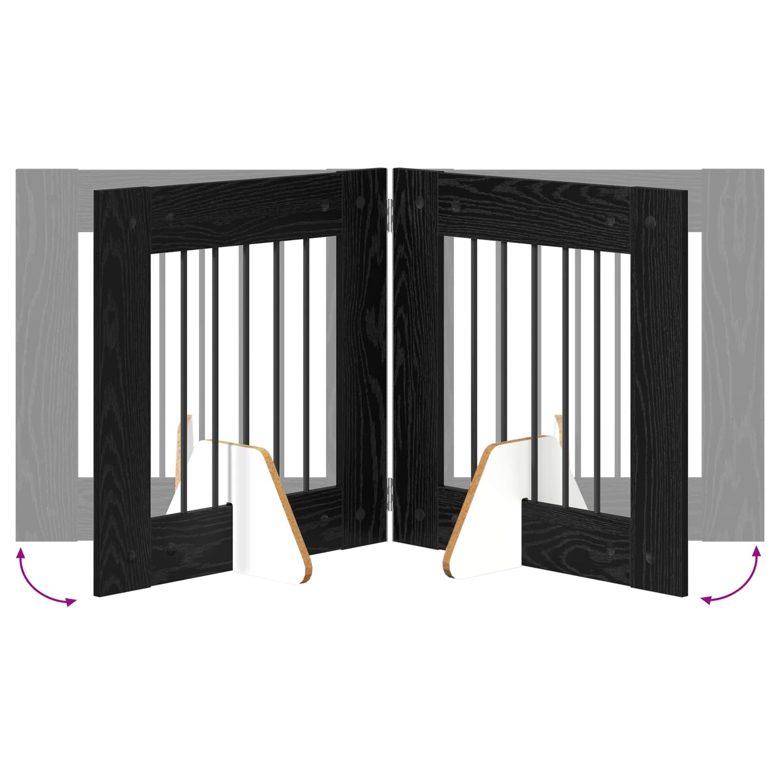 Πύλη Σκύλου με Στηρίγματα 2 pcs Μαύρη Δρυς 60 x 60 cm - Pakobazaar