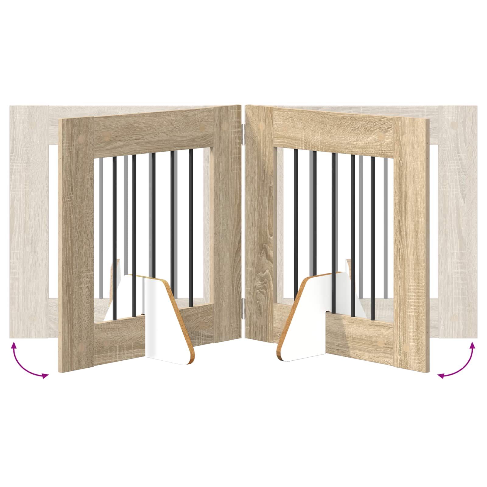 Πύλη Σκύλου με Στηρίγματα 2 pcs Sonoma Δρυς 60 x 60 cm - Pakobazaar