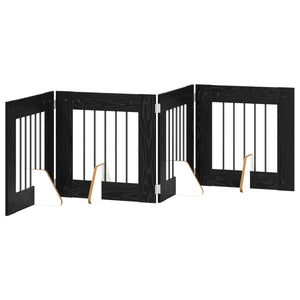 Πύλη Σκύλου με Στηρίγματα 4 pcs Μαύρη Δρυς 60 x 60 cm - Pakobazaar