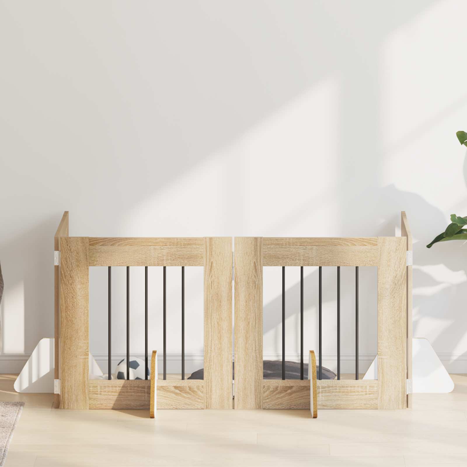 Πύλη Σκύλου με Στηρίγματα 4 pcs Sonoma Δρυς 60 x 60 cm - Pakobazaar