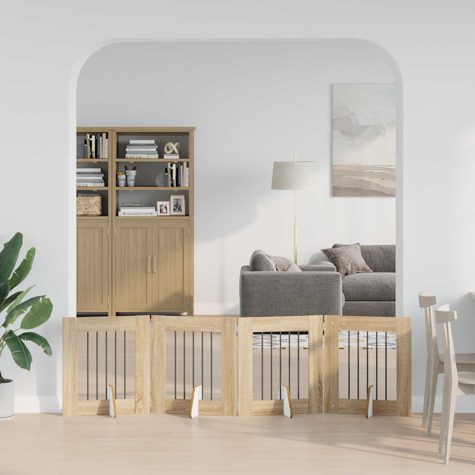 Πύλη Σκύλου με Στηρίγματα 4 pcs Sonoma Δρυς 60 x 60 cm - Pakobazaar