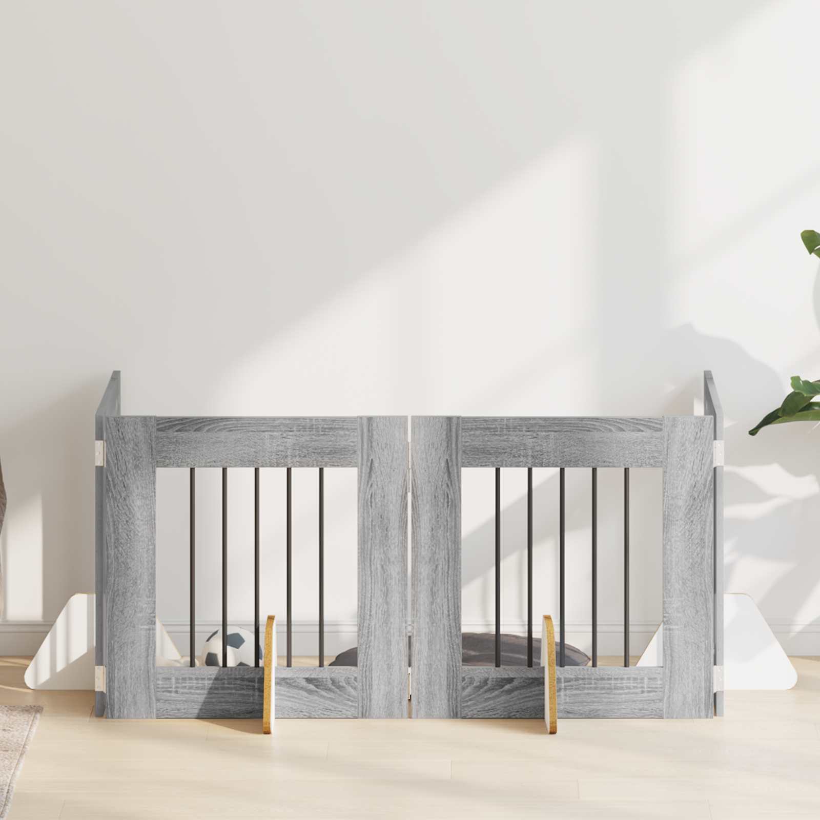 Πύλη Σκύλου με Στηρίγματα 4 pcs Γκρι Sonoma 60 x 60 cm - Pakobazaar