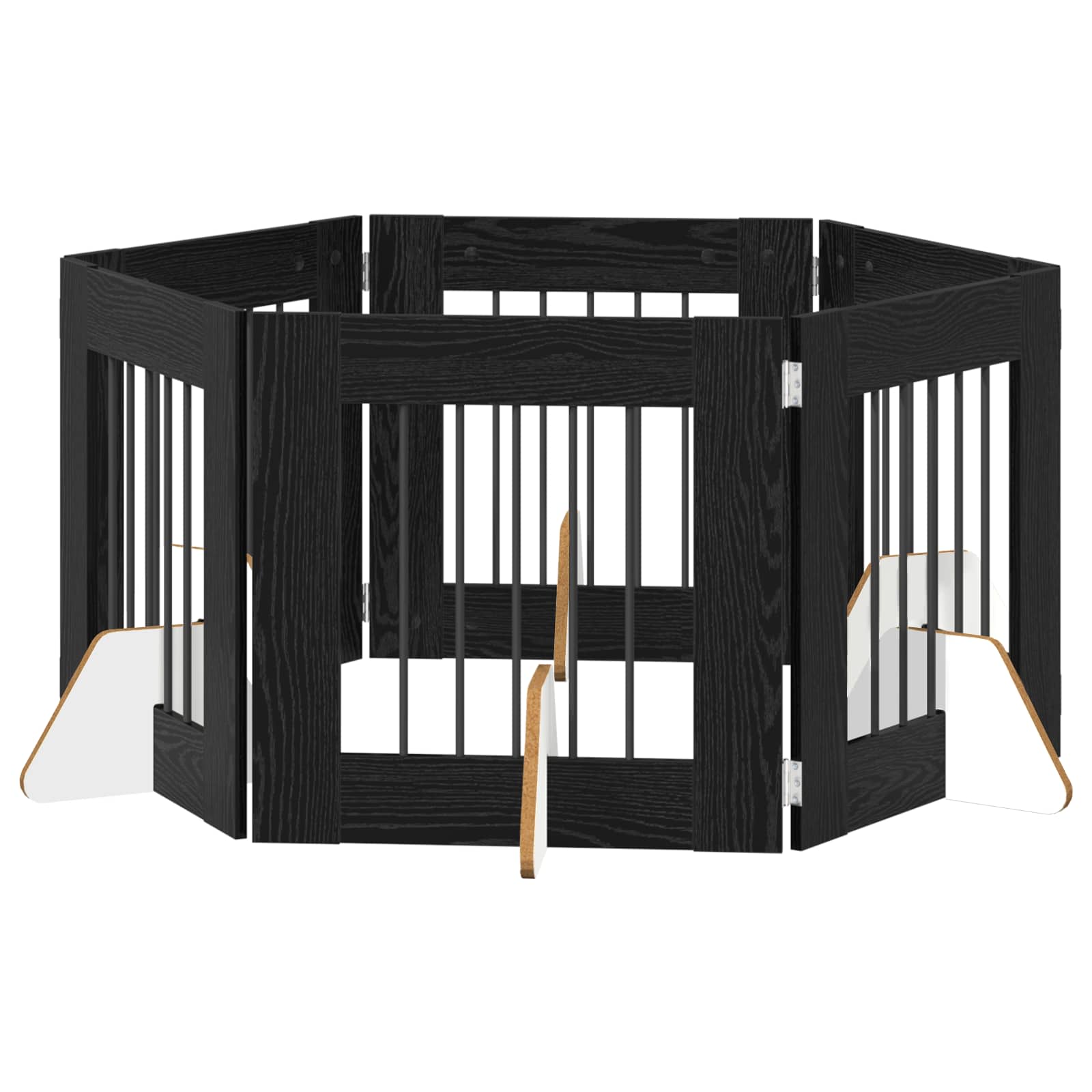 Πύλη Σκύλου με Στηρίγματα 6 pcs Μαύρη Δρυς 60 x 60 cm - Pakobazaar