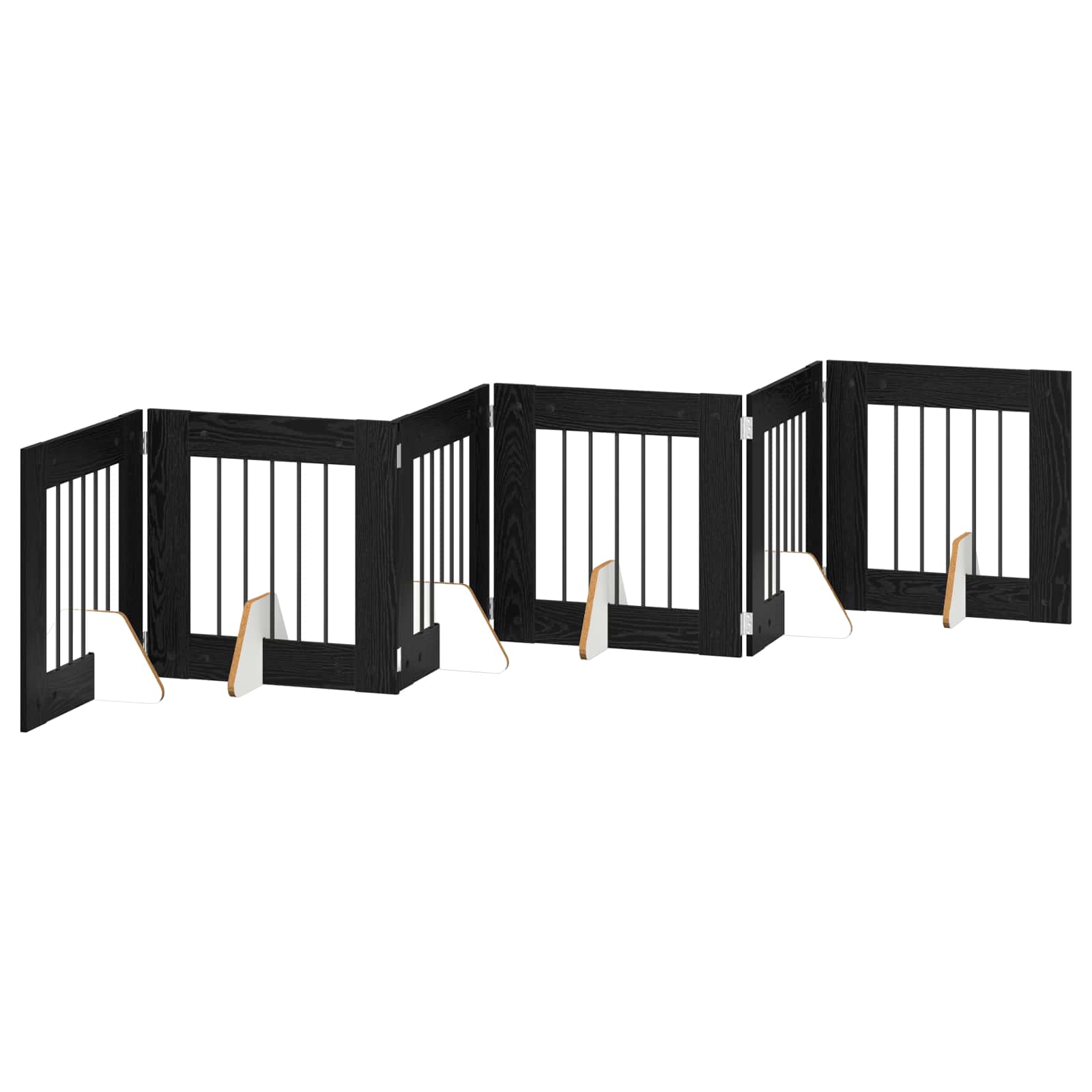 Πύλη Σκύλου με Στηρίγματα 6 pcs Μαύρη Δρυς 60 x 60 cm - Pakobazaar