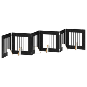 Πύλη Σκύλου με Στηρίγματα 6 pcs Μαύρη Δρυς 60 x 60 cm - Pakobazaar