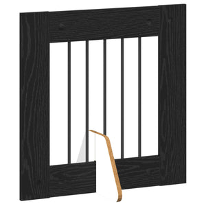 Πύλη Σκύλου με Στηρίγματα 6 pcs Μαύρη Δρυς 60 x 60 cm - Pakobazaar