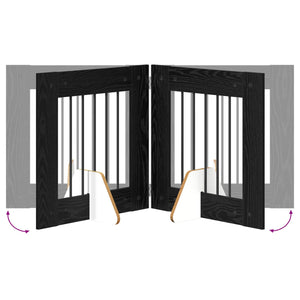 Πύλη Σκύλου με Στηρίγματα 6 pcs Μαύρη Δρυς 60 x 60 cm - Pakobazaar