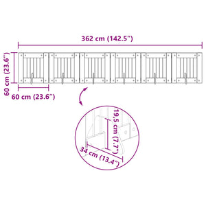 Πύλη Σκύλου με Στηρίγματα 6 pcs Μαύρη Δρυς 60 x 60 cm - Pakobazaar