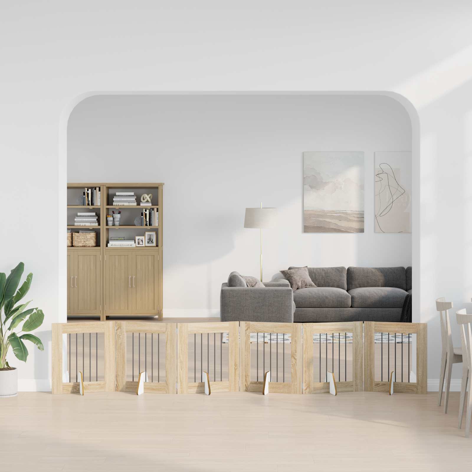Πύλη Σκύλου με Στηρίγματα 6 pcs Sonoma Δρυς 60 x 60 cm - Pakobazaar
