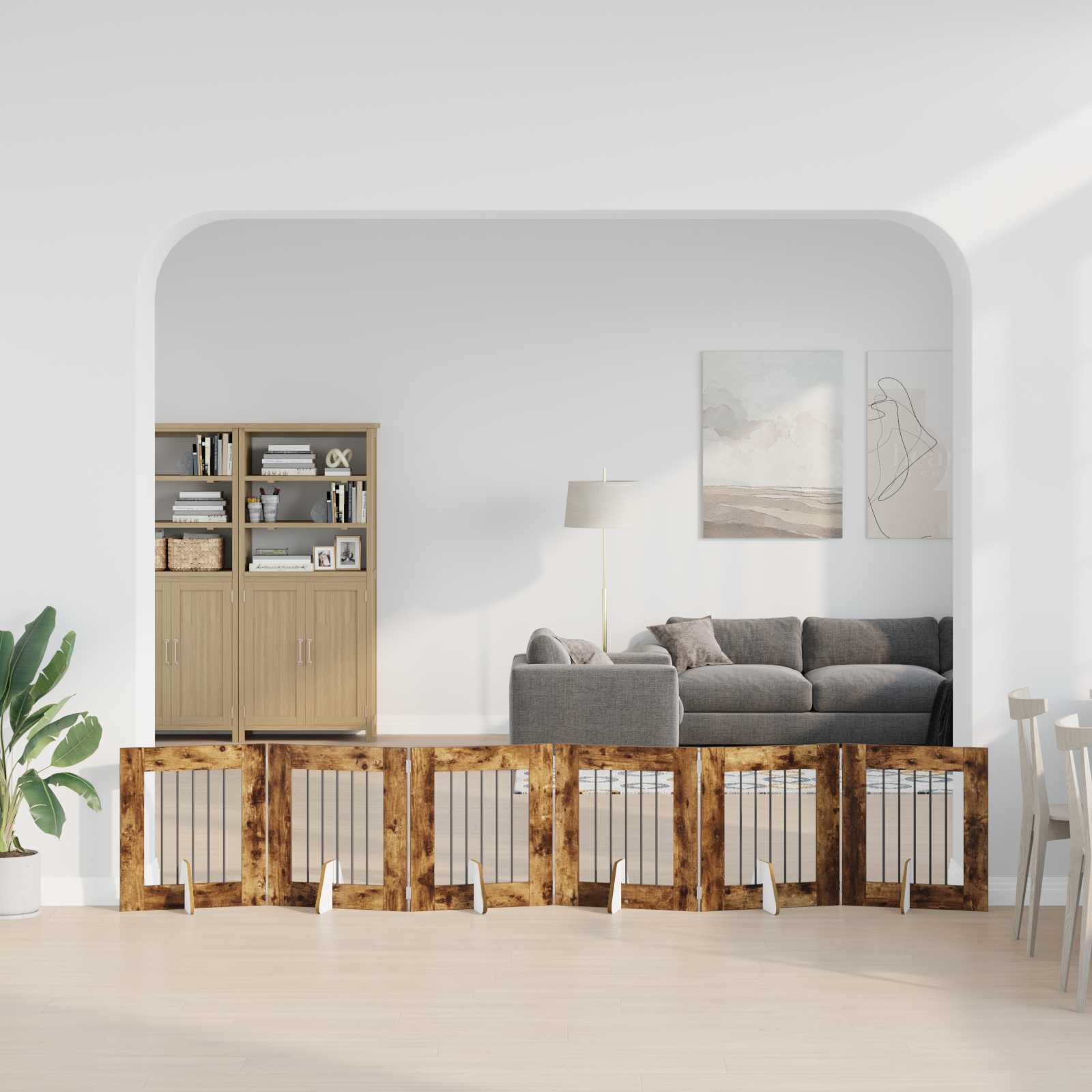 Πύλη Σκύλου με Στηρίγματα 6 pcs Καπνισμένο Ξύλο Δρυός - Pakobazaar