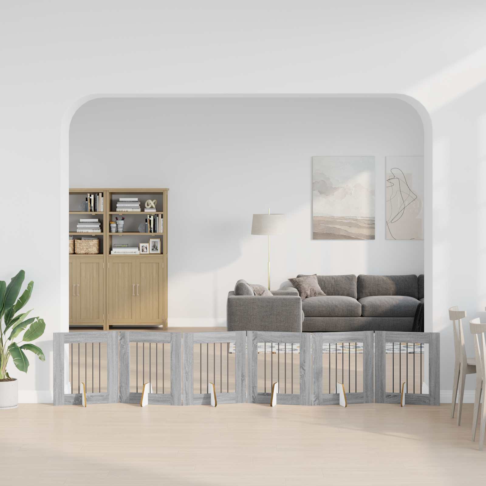 Πύλη Σκύλου με Στηρίγματα 6 pcs Γκρι Sonoma 60 x 60 cm - Pakobazaar