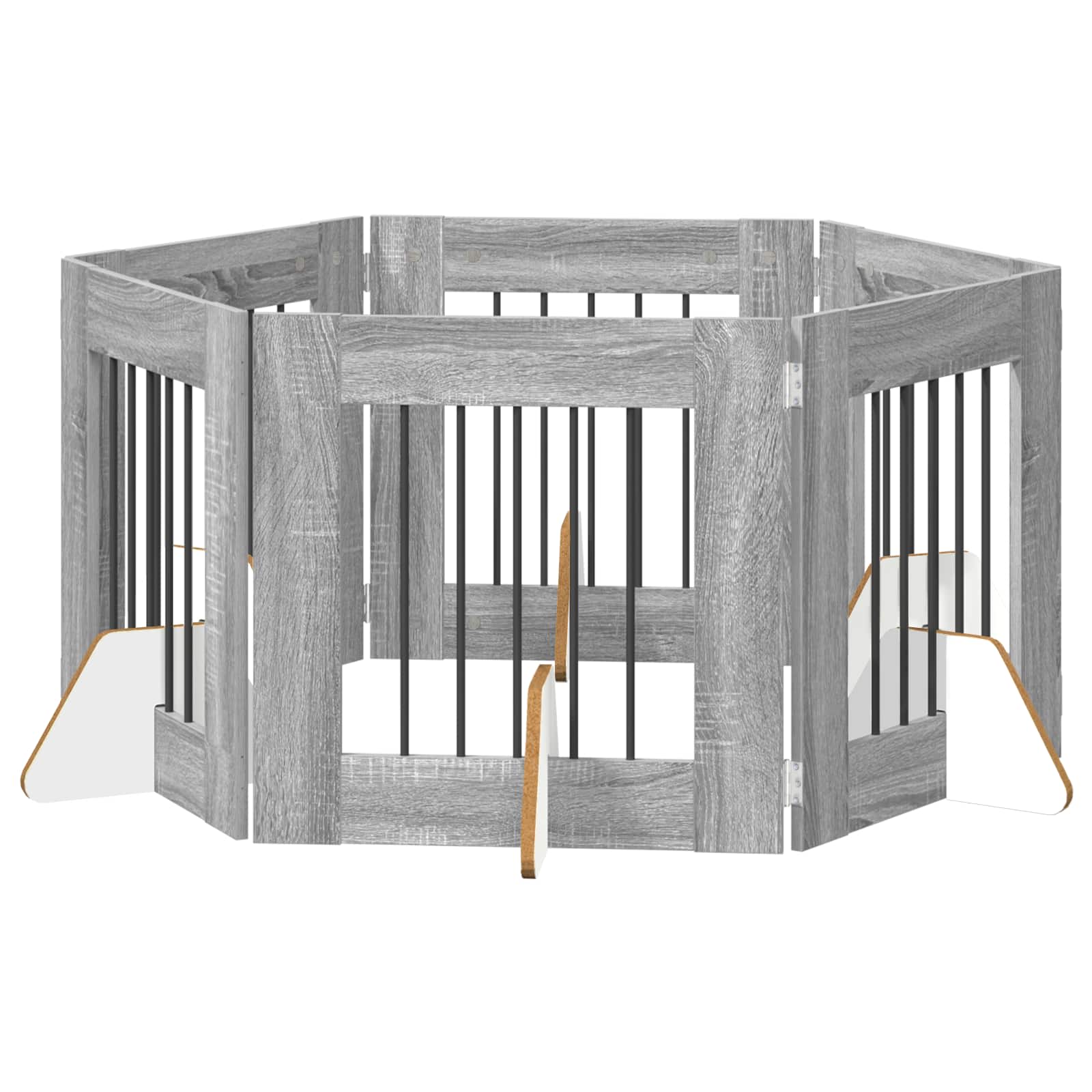 Πύλη Σκύλου με Στηρίγματα 6 pcs Γκρι Sonoma 60 x 60 cm - Pakobazaar