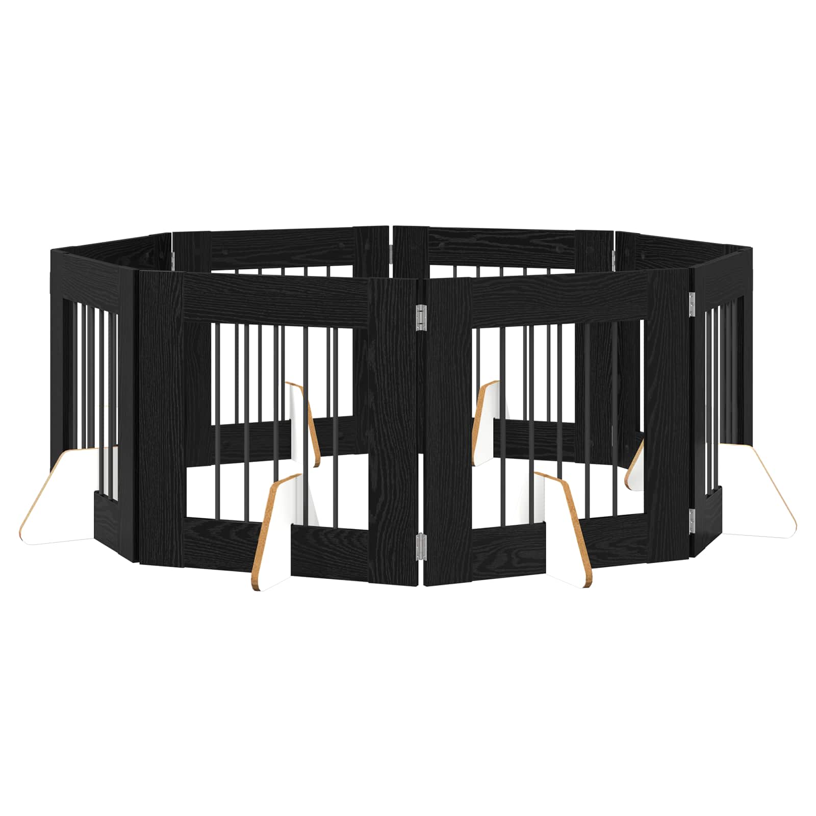 Πύλη Σκύλου με Στηρίγματα 8 pcs Μαύρη Δρυς 60 x 60 cm - Pakobazaar