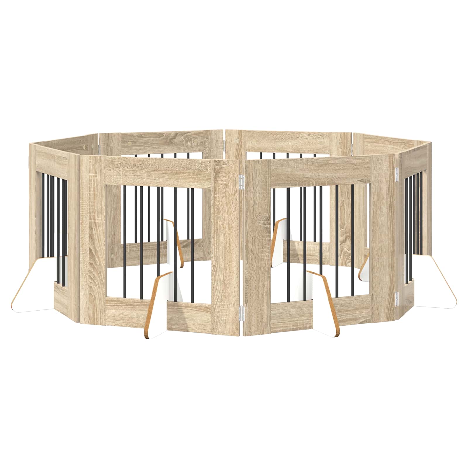 Πύλη Σκύλου με Στηρίγματα 8 pcs Sonoma Δρυς 60 x 60 cm - Pakobazaar