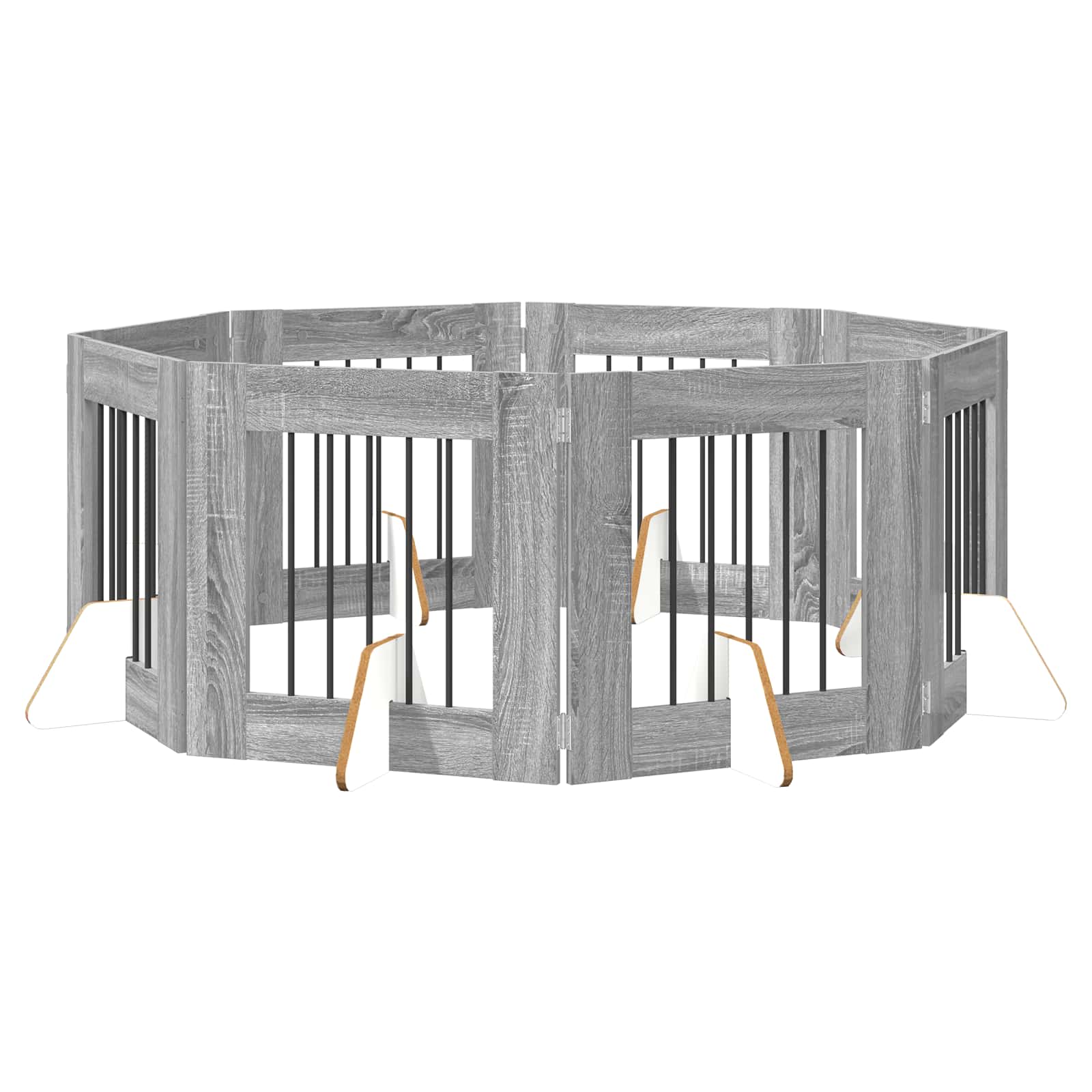 Πύλη Σκύλου με Στηρίγματα 8 pcs Γκρι Sonoma 60 x 60 cm - Pakobazaar