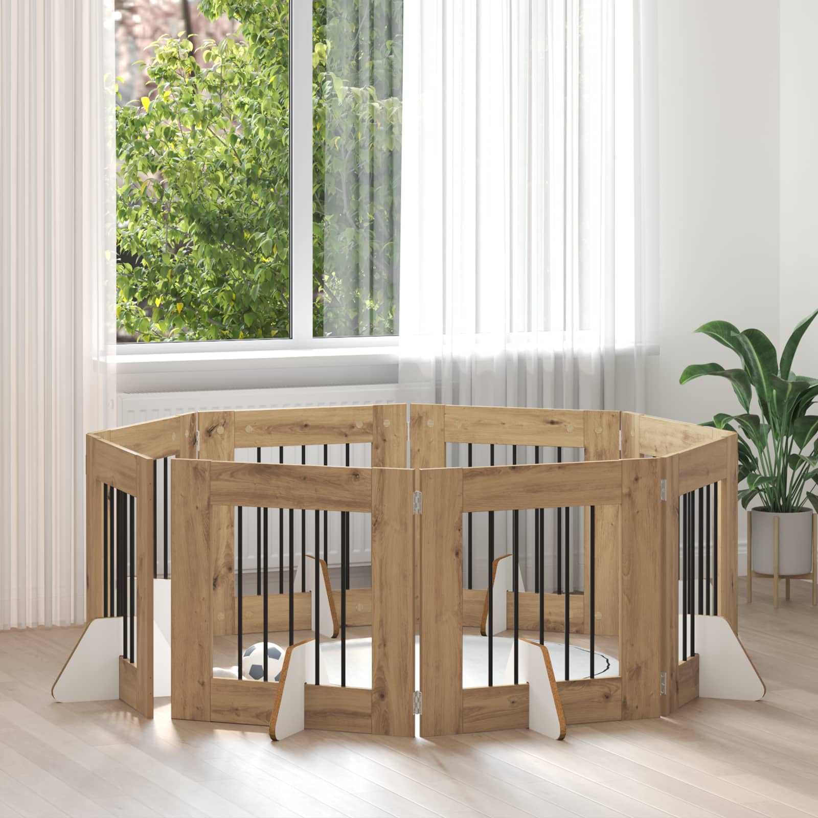Πύλη Σκύλου με Στηρίγματα 8 pcs Artisan Δρυς 60 x 60 cm - Pakobazaar