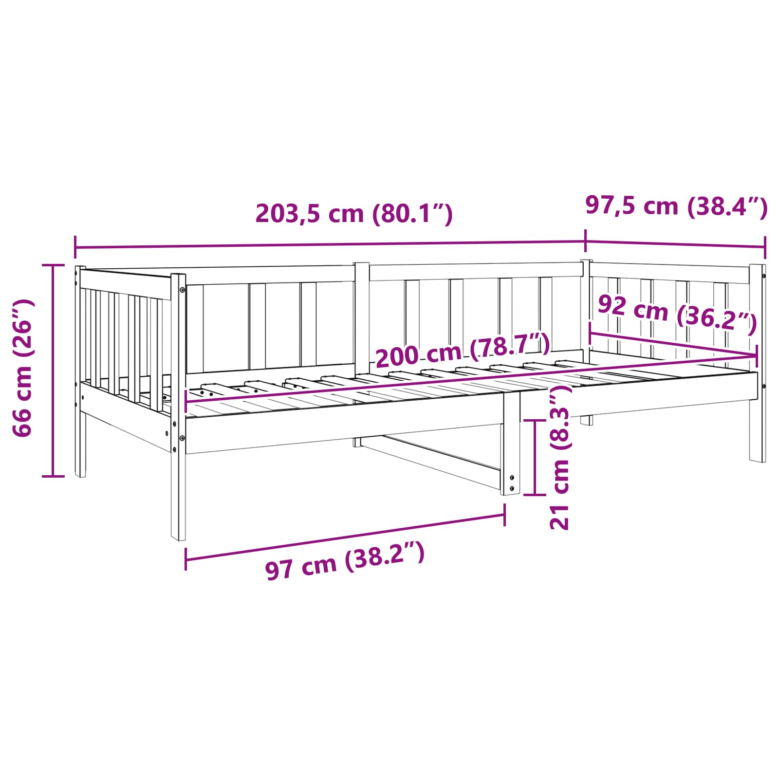 Σκελετός Κρεβατιού Κερωτό καφέ 90 x 190 cm Στερεά ξυλεία πεύκου - Pakobazaar