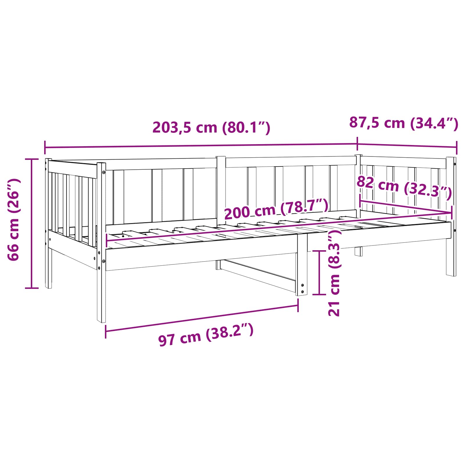 Σκελετός Κρεβατιού Κερωτό καφέ 80 x 200 cm Στερεά ξυλεία πεύκου