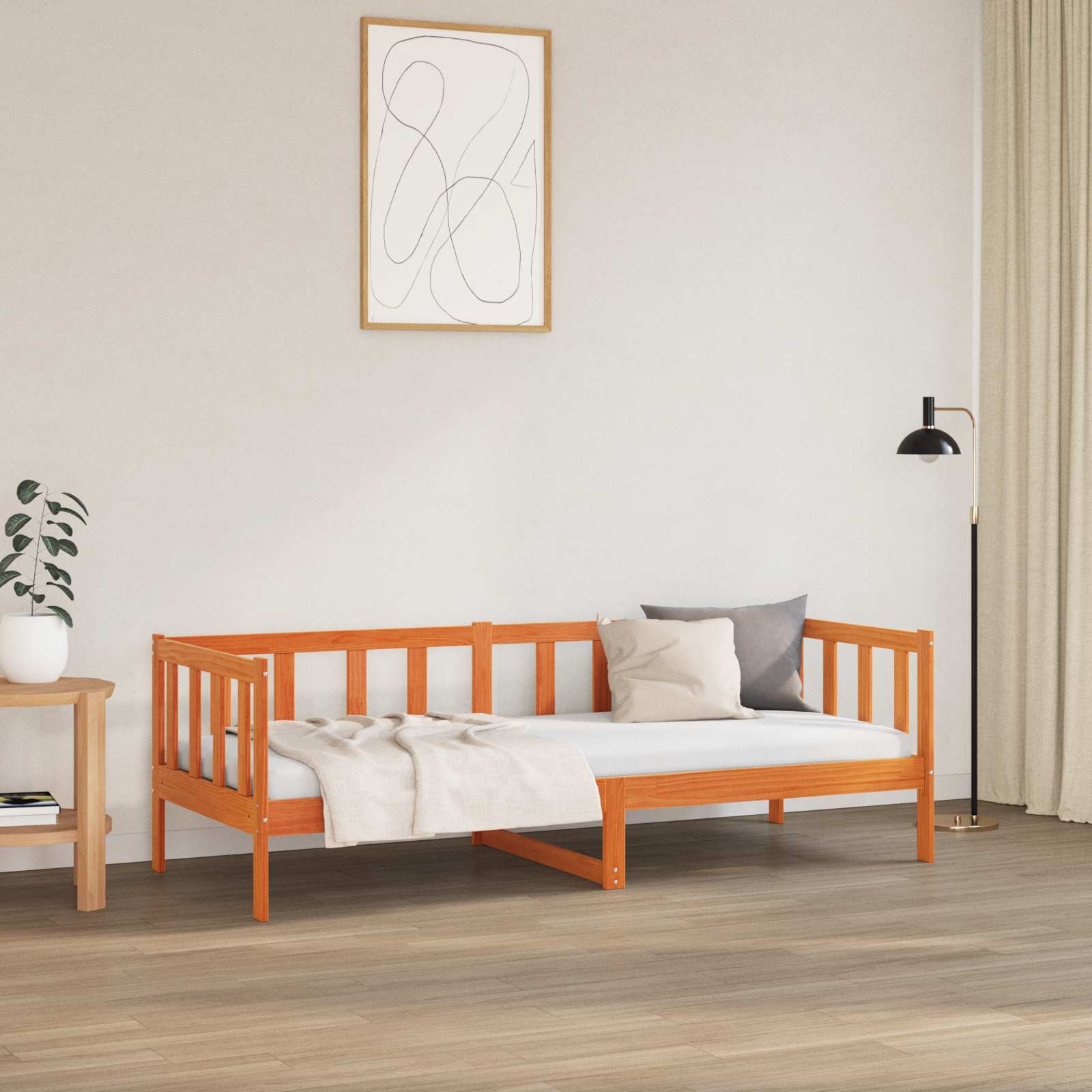 Σκελετός Κρεβατιού Κερωτό καφέ 90 x 190 cm Στερεά ξυλεία πεύκου